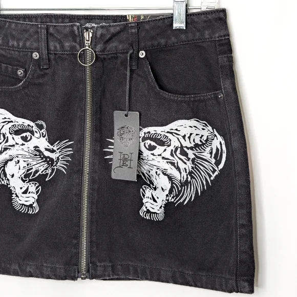 Ed Hardy Black Denim Mini Skirt - Picture 4 of 10